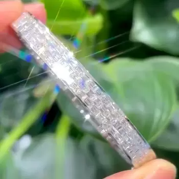 16ctw Baguette Cut White Sapphire Unisex Bangle
