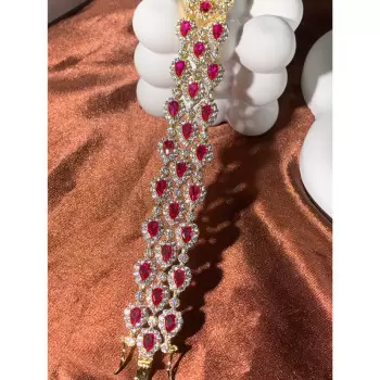 30ctw Halo Pear Cut Ruby Statement Bracelet