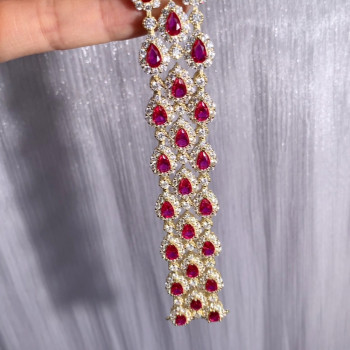 30ctw Halo Pear Cut Ruby Statement Bracelet