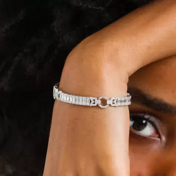 10ctw Emerald Cut White Sapphire Tennis Bracelet