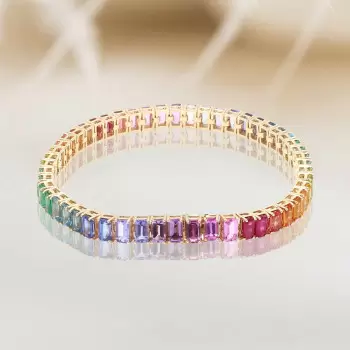 28ctw Classic Multicolor Sapphire Rainbow Statement Bracelet