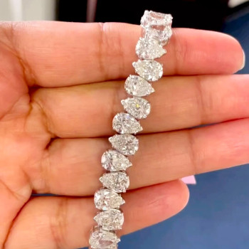 22ctw Pear Cut White Sapphire Tennis Bracelet