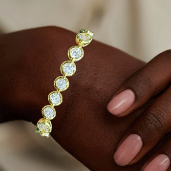 15ctw White Sapphire Pillow Bezel Set Tennis Bracelet