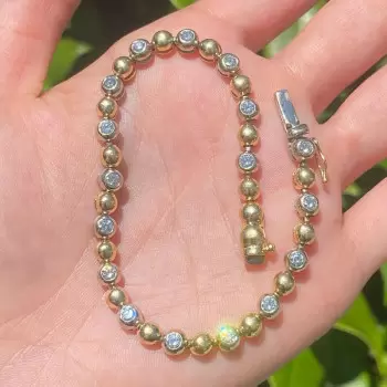 Bezel-set White Sapphire Bubble Tennis Bracelet