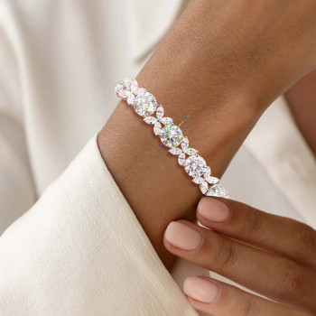 19ctw Round and Marquise Cut White Sapphire Statement Bracelet