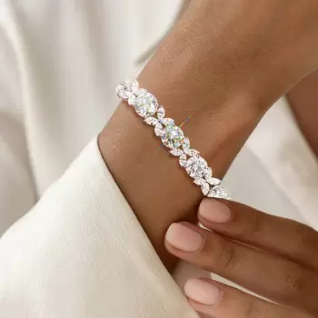 19ctw Round and Marquise Cut White Sapphire Statement Bracelet