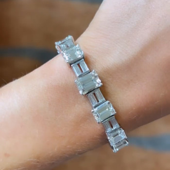 25ctw Emerald Cut White Sapphire Statement Bracelet