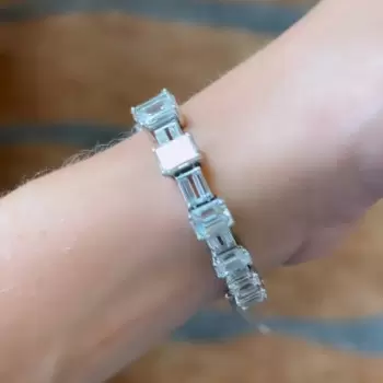 25ctw Emerald Cut White Sapphire Statement Bracelet