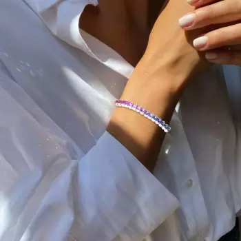 22ctw Round Cut Rainbow Sapphire Tennis Bracelet