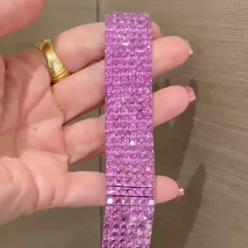90ctw Princess Cut Vivid Pink Sapphire Six-Row Bracelet