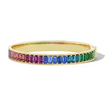 20ctw Emerald Cut Multicolor Sapphire Rainbow Bangle Bracelet