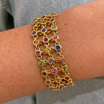 20ctw Multicolor Double Face Two in One Statement Bracelet