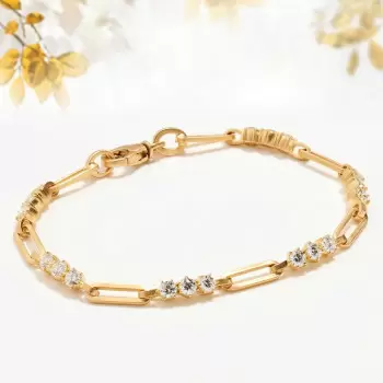 10ctw Round Cut White Sapphire Paperclip Link Bracelet