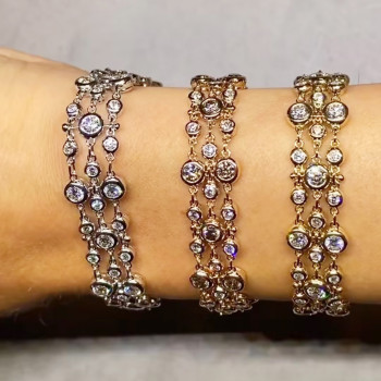 35ctw Round Cut Three Row Bubble Bracelet