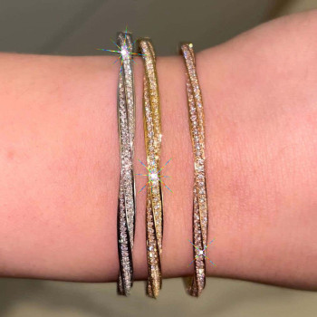 6ctw White Sapphire Paved Twist Mobius Bangle