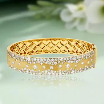 Flush Set White Sapphire Sandblasted Wide Starry Bangle