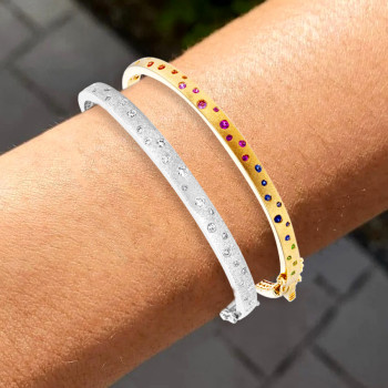 Flush Set Simple Classic Sandblasted Starry Bangle