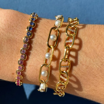 16ctw Round Cut Rainbow Sapphire Tennis Bracelet