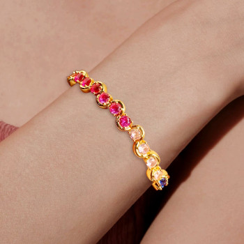 16ctw Round Cut Rainbow Sapphire Tennis Bracelet