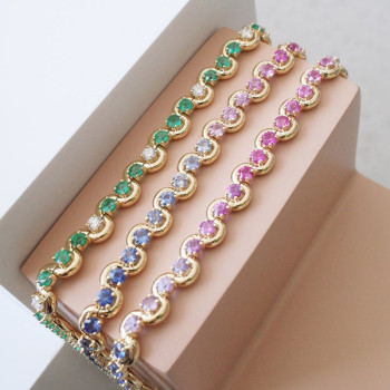 16ctw Round Cut Rainbow Sapphire Tennis Bracelet