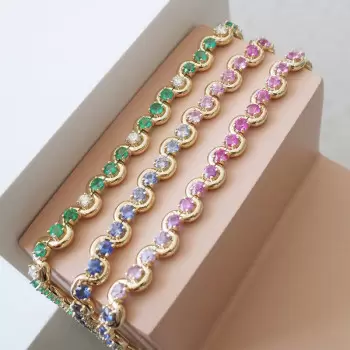 16ctw Round Cut Rainbow Sapphire Tennis Bracelet