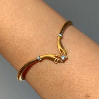 Round Cut Sandblasted Love Hands Bangle