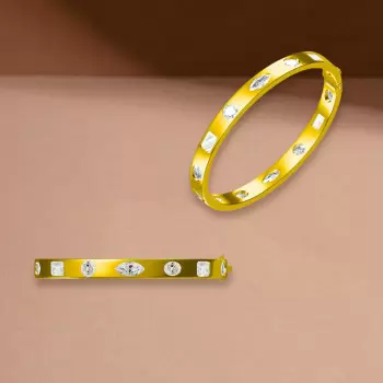 8ctw Bezel Set Multicut White Sapphire Polished Bangle