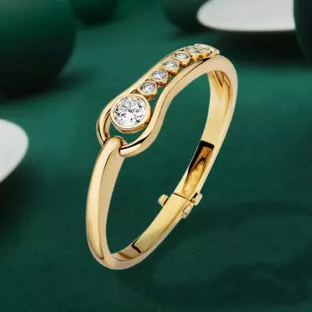 7ctw Round Cut Bezel Set Asymmetric Bangle