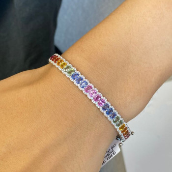 9ctw Oval Cut Multicolor Sapphire Rainbow Bangle