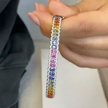 9ctw Oval Cut Multicolor Sapphire Rainbow Bangle