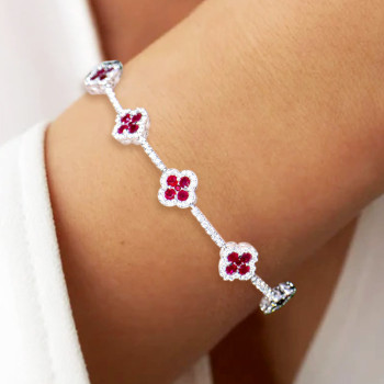 8ctw Ruby Elegant Clover Statement Bracelet