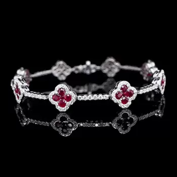 8ctw Ruby Elegant Clover Statement Bracelet