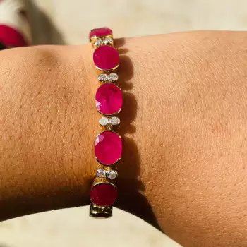 26ctw Oval Cut Ruby Vintage Statement Bracelet