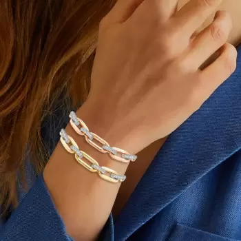 4.9ctw White Sapphire Paved Link Chain Statement Bracelet
