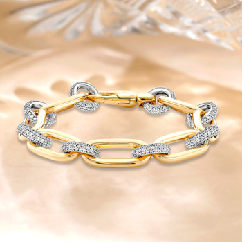 4.9ctw White Sapphire Paved Link Chain Statement Bracelet