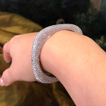 22ctw White Sapphire Allover Paved Square Bangle