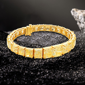 50ctw Princess Cut Gradient Size Yellow Sapphire Bracelet