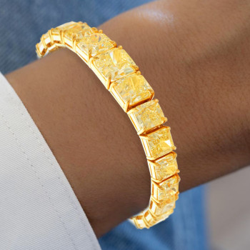 50ctw Princess Cut Gradient Size Yellow Sapphire Bracelet