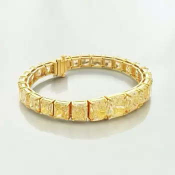50ctw Princess Cut Gradient Size Yellow Sapphire Bracelet