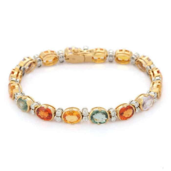 26ctw Oval Cut Multicolor Vintage Statement Bracelet