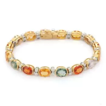 26ctw Oval Cut Multicolor Vintage Statement Bracelet