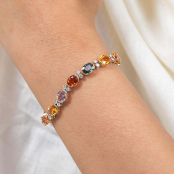 26ctw Oval Cut Multicolor Vintage Statement Bracelet