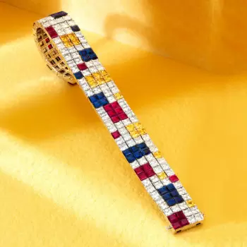 50ctw Multicolor Sapphire Four Row Statement Bracelet