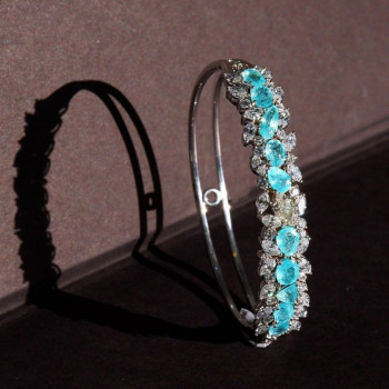 20ctw Multi-cut Blue Paraiba Clustered Leaves Bangle