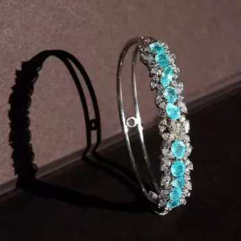 20ctw Multi-cut Blue Paraiba Clustered Leaves Bangle