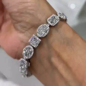30ctw Multi-cut White Sapphire Halo Statement Bracelet