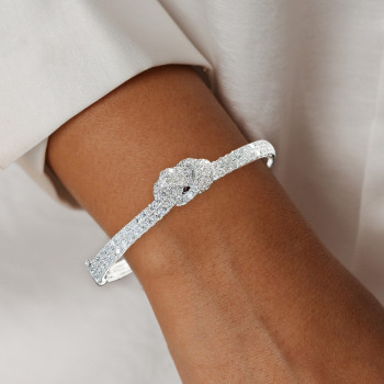 6ctw Two Row Paved White Sapphire Knot Bangle