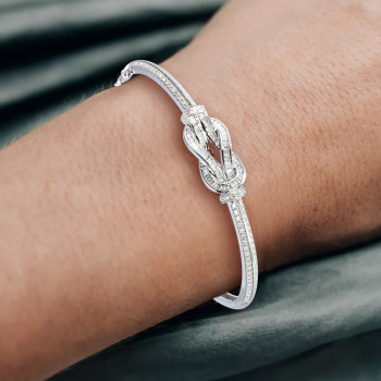 5ctw Baguette and Round Cut White Sapphire Infinity Bangle