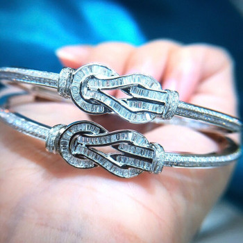 5ctw Baguette and Round Cut White Sapphire Infinity Bangle