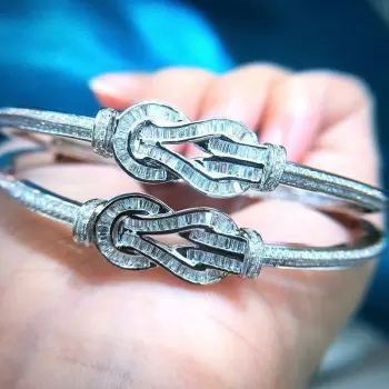 5ctw Baguette and Round Cut White Sapphire Infinity Bangle
